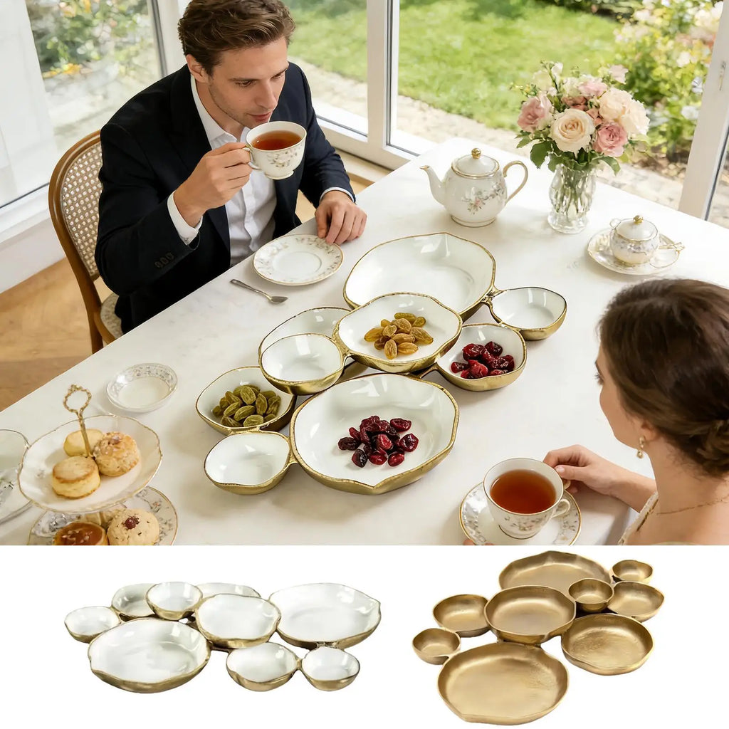 9-Grid Plate Decorative Dessert Plate 9pcs Cluster Serving Bowls Multi Bowl Platter With Compartments For Fruit Candy Meals