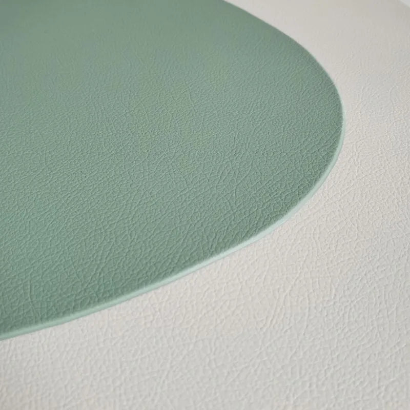 1/4/6sets Cream Placemat and Coaster Set Oil-Proof Waterproof for Kitchen Irregular Shape PU Leather Tables Mats Pad Coffee Shop
